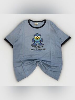Y2K Vintage Megaman Ringer Shirt Size Large Rare Capcom Ripple Junction 8 Bit